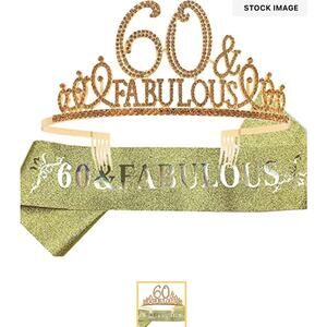 👑✨ 60 & FABULOUS Tiara + Glitter Sash Set ✨👑